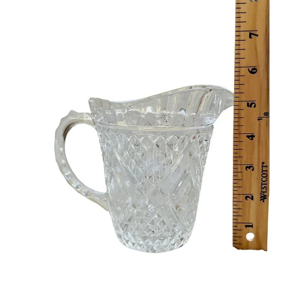 Vintage FTD 1985 Crystal Diamond Point Mini Pitcher Starburst Cottagecore